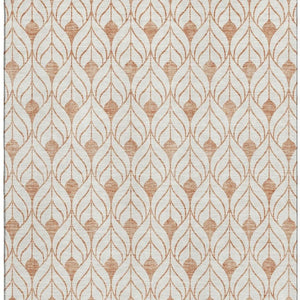 HomeRoots 9' X 12' Salmon & Ivory Geometric Area Rug – Durable, Stain-Resistant, UV Protected for Modern Spaces 673746