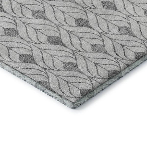 HomeRoots 5' X 8' Silver and Ivory Geometric Area Rug - Washable, UV Protected, Perfect for Kids & Pets! 673749