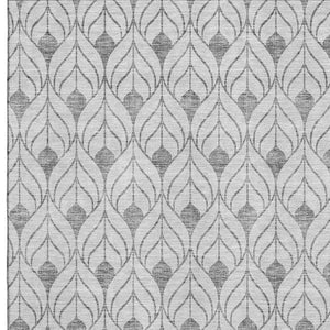 HomeRoots 5' X 8' Silver and Ivory Geometric Area Rug - Washable, UV Protected, Perfect for Kids & Pets! 673749