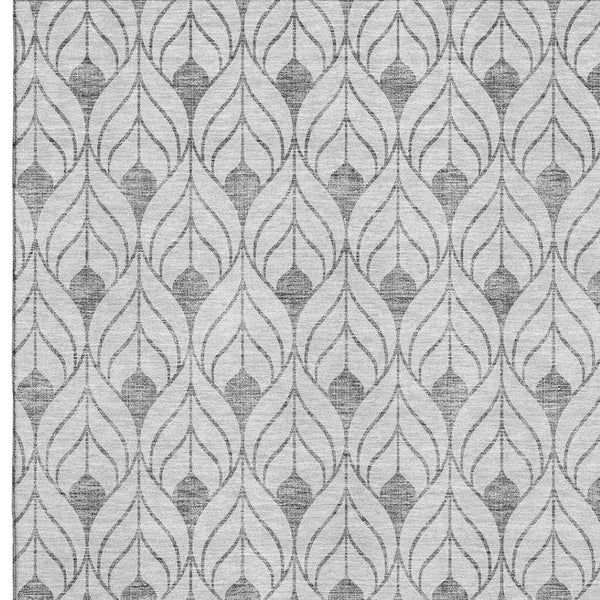HomeRoots 5' X 8' Silver and Ivory Geometric Area Rug - Washable, UV Protected, Perfect for Kids & Pets! 673749