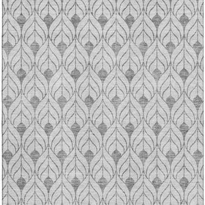 HomeRoots 5' X 8' Silver and Ivory Geometric Area Rug - Washable, UV Protected, Perfect for Kids & Pets! 673749
