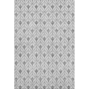 HomeRoots 8' X 10' Stylish Silver & Ivory Geometric Area Rug - Washable, UV Protected & Pet Friendly! 673751