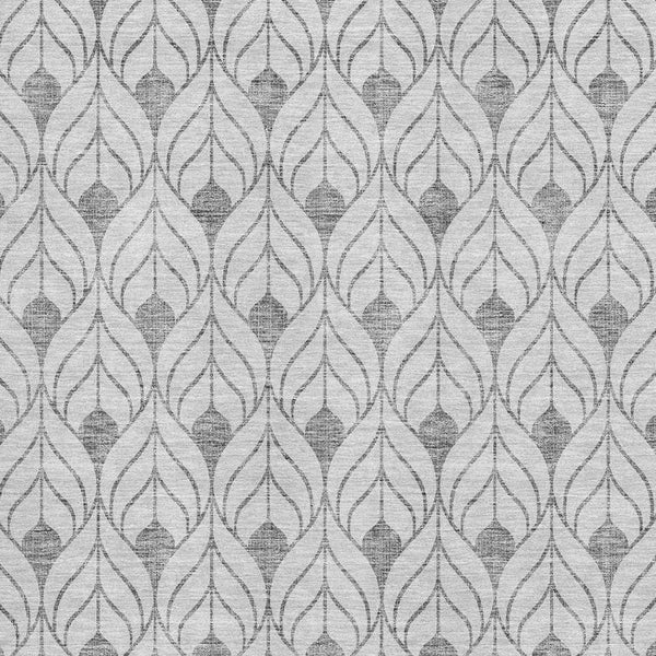 HomeRoots 8' X 10' Stylish Silver & Ivory Geometric Area Rug - Washable, UV Protected & Pet Friendly! 673751