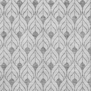 HomeRoots 9' X 12' Silver and Ivory Geometric Washable Area Rug – Durable, UV-Protected, Stain-Resistant Design 673752
