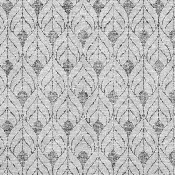HomeRoots 9' X 12' Silver and Ivory Geometric Washable Area Rug – Durable, UV-Protected, Stain-Resistant Design 673752