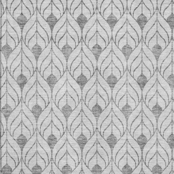 HomeRoots 10' X 14' Silver and Ivory Geometric Area Rug – Stylish, Washable Design with UV Protection for Homes 673753
