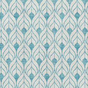 HomeRoots 8' X 10' Teal and Ivory Geometric Washable Area Rug – Durable, Stain Resistant, UV Protected Design 673757