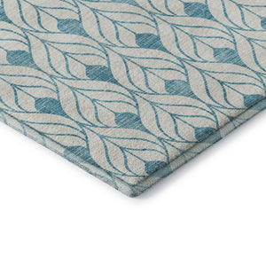 HomeRoots 9' X 12' Stylish Teal & Ivory Geometric Washable Area Rug with UV Protection for Durability & Comfort 673758