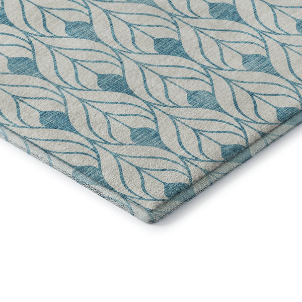 HomeRoots 9' X 12' Stylish Teal & Ivory Geometric Washable Area Rug with UV Protection for Durability & Comfort 673758