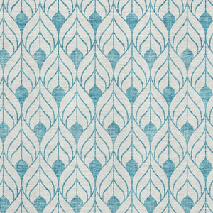 HomeRoots 9' X 12' Stylish Teal & Ivory Geometric Washable Area Rug with UV Protection for Durability & Comfort 673758