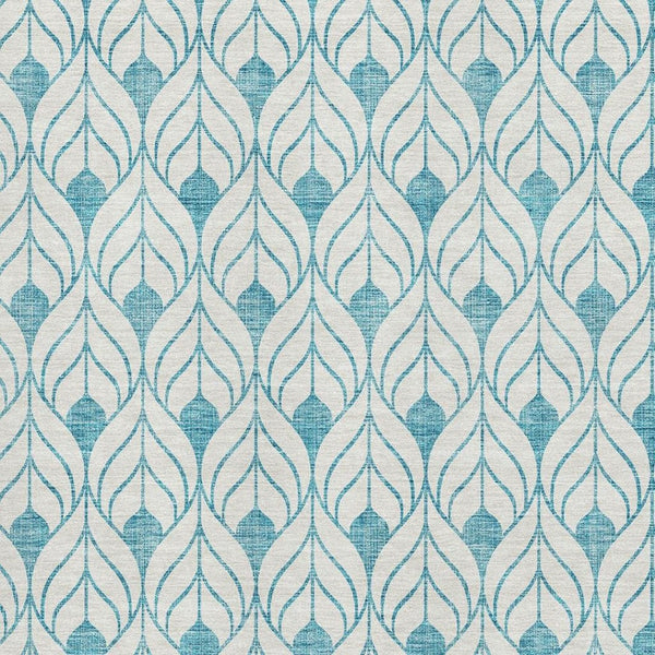 HomeRoots 10' Teal and Ivory Geometric Area Rug – Washable, Stain-Resistant, UV Protected for Stylish Living Spaces 673759