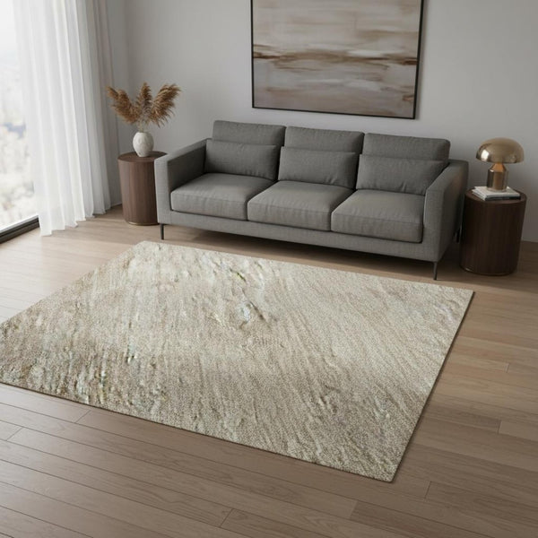 HomeRoots 5' X 8' Beige and Ivory Ombre Area Rug - Washable, UV Protected, Stylish, Durable, Perfect for Homes 673761