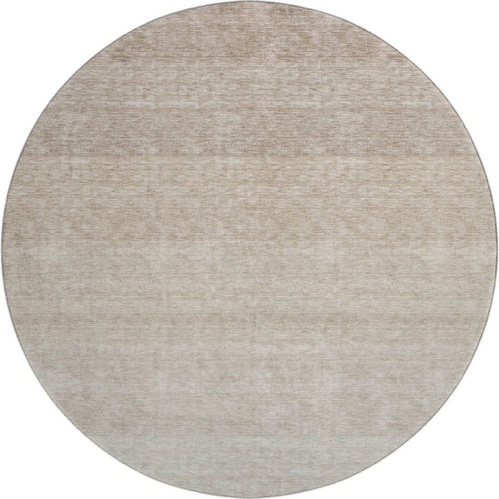 HomeRoots 8' Beige Ombre Round Rug - Washable, UV-Protected, Durable Design for Homes with Kids & Pets 673762