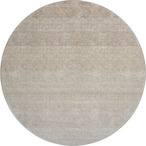 HomeRoots 8' Beige Ombre Round Rug - Washable, UV-Protected, Durable Design for Homes with Kids & Pets 673762
