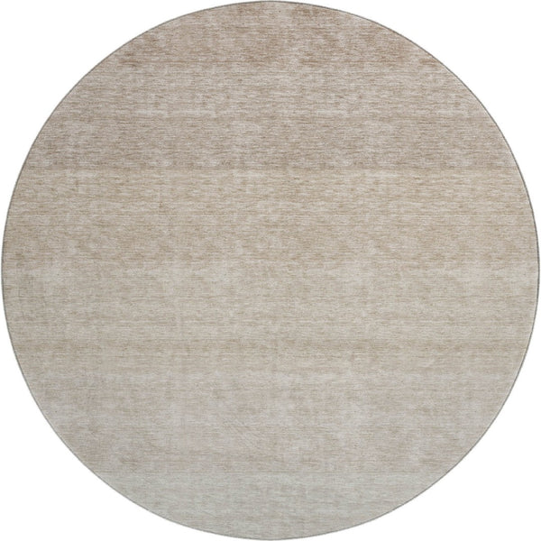 HomeRoots 8' Beige Ombre Round Rug - Washable, UV-Protected, Durable Design for Homes with Kids & Pets 673762
