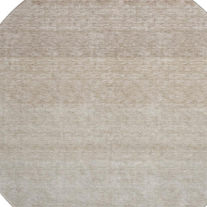 HomeRoots 8' Beige Ombre Round Rug - Washable, UV-Protected, Durable Design for Homes with Kids & Pets 673762