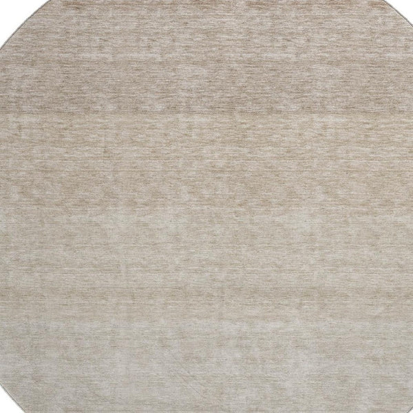 HomeRoots 8' Beige Ombre Round Rug - Washable, UV-Protected, Durable Design for Homes with Kids & Pets 673762