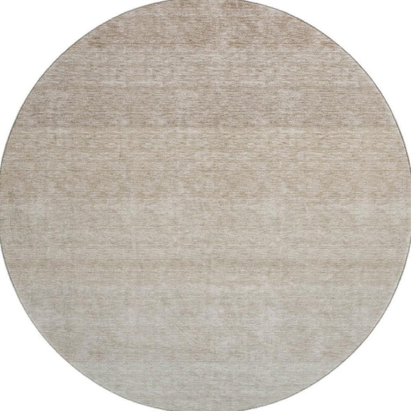 HomeRoots 8' Beige Ombre Round Rug - Washable, UV-Protected, Durable Design for Homes with Kids & Pets 673762