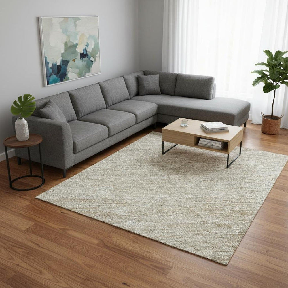 HomeRoots 8' X 10' Beige Ombre Area Rug - Stylish, Washable, UV-Protected for High-Traffic Living Spaces 673763