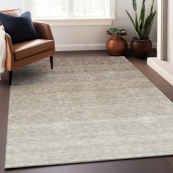 HomeRoots 8' X 10' Beige Ombre Area Rug - Stylish, Washable, UV-Protected for High-Traffic Living Spaces 673763