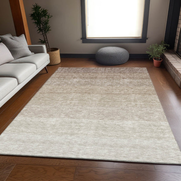 HomeRoots 9' X 12' Beige-to-Ivory Ombre Washable Area Rug - Durable, Stain-Resistant & UV Protected Design 673764