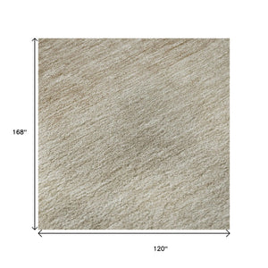 HomeRoots 10' Beige and Ivory Ombre Area Rug - Washable, UV-Protected, Durable Design for High-Traffic Areas 673765