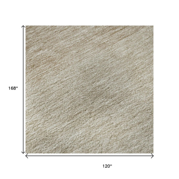HomeRoots 10' Beige and Ivory Ombre Area Rug - Washable, UV-Protected, Durable Design for High-Traffic Areas 673765