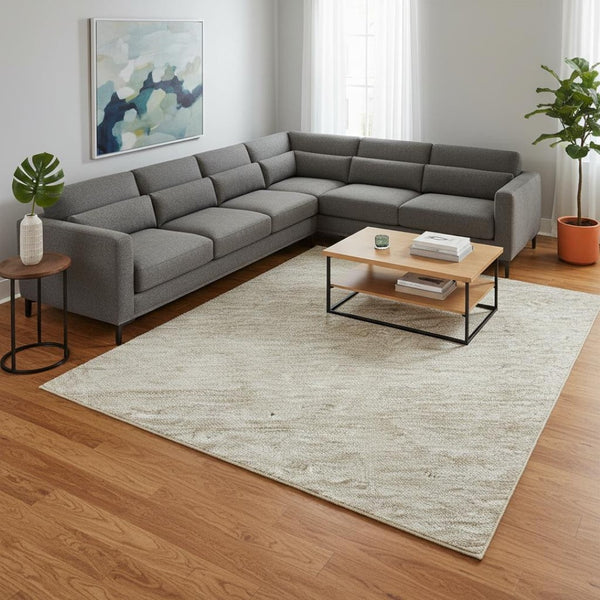 HomeRoots 10' Beige and Ivory Ombre Area Rug - Washable, UV-Protected, Durable Design for High-Traffic Areas 673765