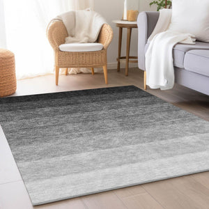 HomeRoots 5' Black & Gray Ombre Washable Area Rug - Stylish, Durable, UV Protected for Modern Homes & Pets 673767