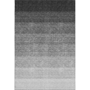 HomeRoots 5' Black & Gray Ombre Washable Area Rug - Stylish, Durable, UV Protected for Modern Homes & Pets 673767