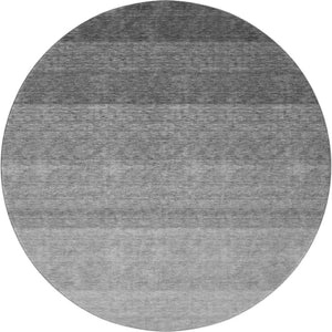 HomeRoots 8' Black and Gray Ombre Round Rug – Stylish Washable Design with UV Protection for Modern Homes 673768