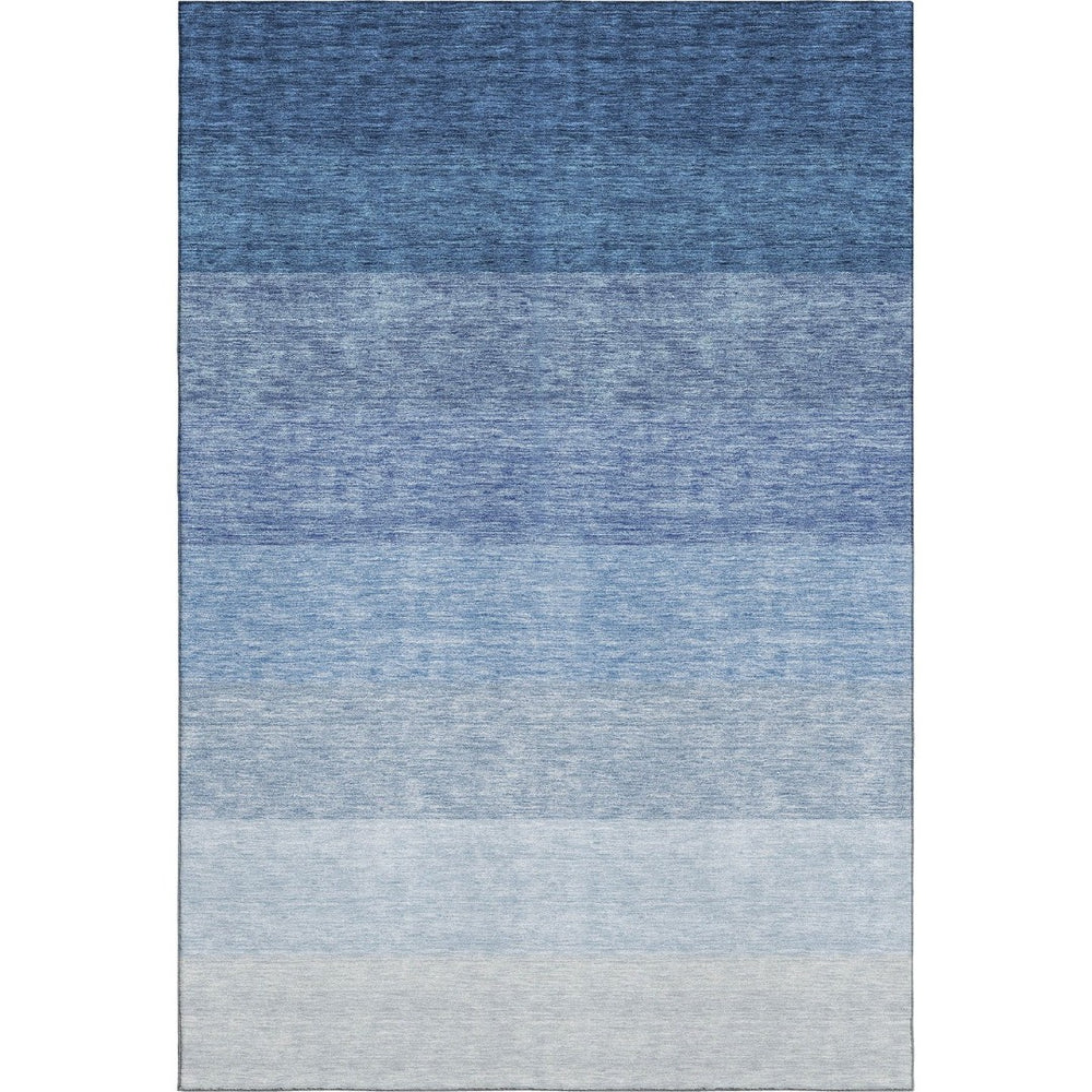 HomeRoots 5' X 8' Blue And Ivory Ombre Area Rug – Washable, UV-Protected, Stylish, Pet-Friendly Design for Homes 673773