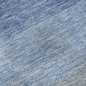 HomeRoots 8' Stylish Blue and Ivory Ombre Round Rug – Washable, UV Protected, Perfect for High-Traffic Areas 673774