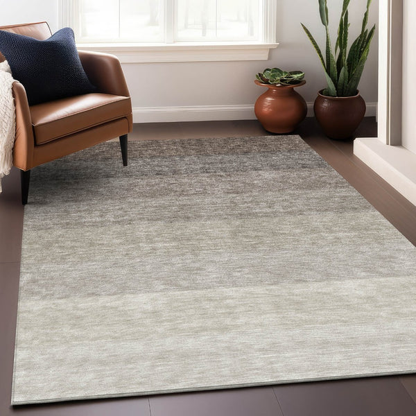 HomeRoots 5' X 8' Ombre Area Rug in Brown & Beige – Washable, Stain-Resistant, UV Protected for Modern Spaces 673779