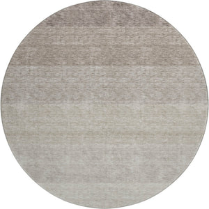 HomeRoots 8' Brown and Beige Ombre Washable Round Rug - Stain Resistant, UV Protected, Perfect for Modern Spaces 673780