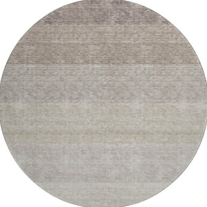 HomeRoots 8' Brown and Beige Ombre Washable Round Rug - Stain Resistant, UV Protected, Perfect for Modern Spaces 673780