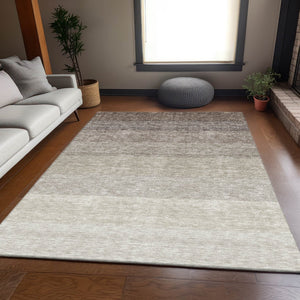 HomeRoots 9' Washable Brown and Beige Ombre Area Rug with UV Protection – Durable, Stylish, and Easy-Care Solution 673782