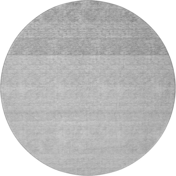 HomeRoots 8' Gray and Silver Ombre Round Rug - Washable, UV Protected, Durable for High-Traffic Spaces! 673786