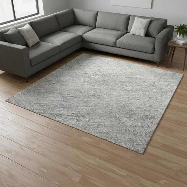 HomeRoots 8' X 10' Gray and Silver Ombre Area Rug - Stylish, Stain-Resistant, UV-Protected for High-Traffic Spaces 673787