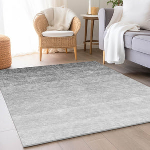 HomeRoots 9' X 12' Gray & Silver Ombre Area Rug - Washable, UV Protected, Modern Design for Any Space 673788