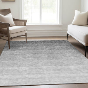 HomeRoots 9' X 12' Gray & Silver Ombre Area Rug - Washable, UV Protected, Modern Design for Any Space 673788