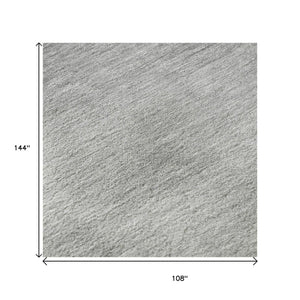 HomeRoots 9' X 12' Gray & Silver Ombre Area Rug - Washable, UV Protected, Modern Design for Any Space 673788