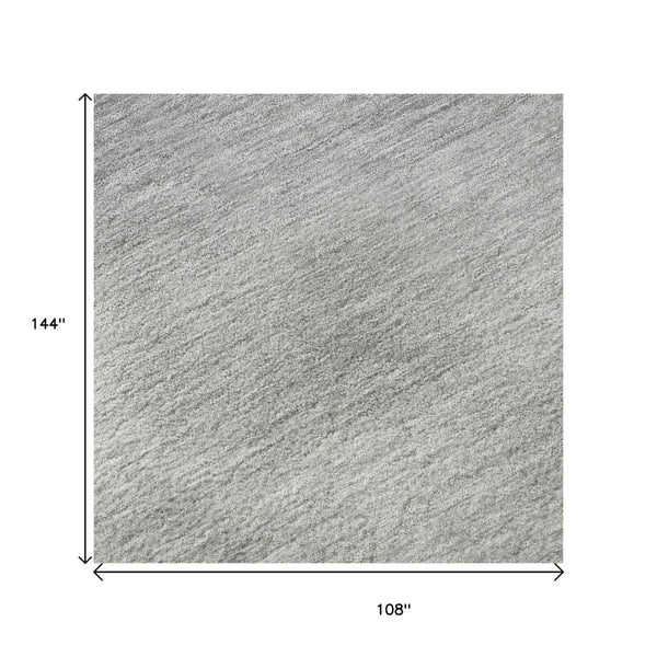 HomeRoots 9' X 12' Gray & Silver Ombre Area Rug - Washable, UV Protected, Modern Design for Any Space 673788