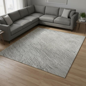 HomeRoots 9' X 12' Gray & Silver Ombre Area Rug - Washable, UV Protected, Modern Design for Any Space 673788