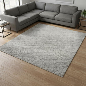 HomeRoots 10' Gray and Silver Ombre Area Rug - Stylish, Washable, UV-Protected for High-Traffic Spaces! 673789