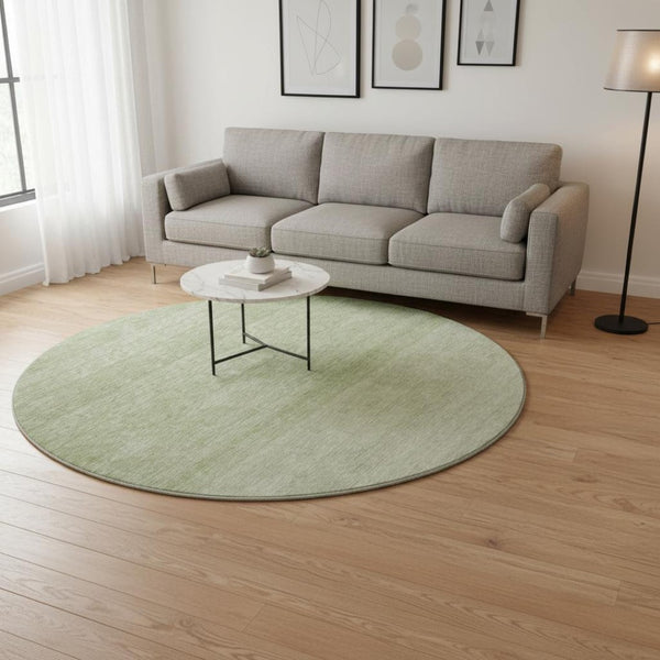 HomeRoots 8' Green Ombre Round Rug – Washable, UV Protected, Family-Friendly Design for Modern Living Spaces 673792