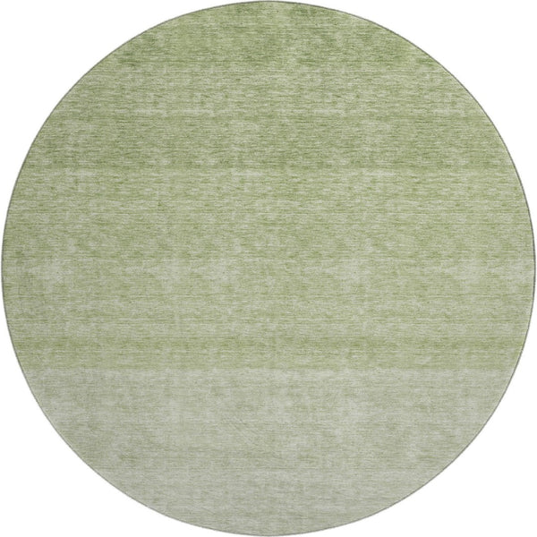 HomeRoots 8' Green Ombre Round Rug – Washable, UV Protected, Family-Friendly Design for Modern Living Spaces 673792