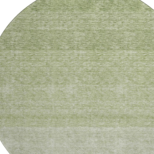 HomeRoots 8' Green Ombre Round Rug – Washable, UV Protected, Family-Friendly Design for Modern Living Spaces 673792