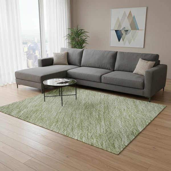 HomeRoots 10' X 14' Green Ombre Area Rug - Washable, UV Protected, Soft, Stylish & Perfect for High-Traffic Areas 673795