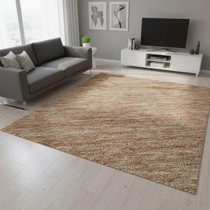 HomeRoots 5' X 8' Modern Rust and Beige Ombre Area Rug - Washable, UV Protected, Stain Resistant, Durable Design 673797